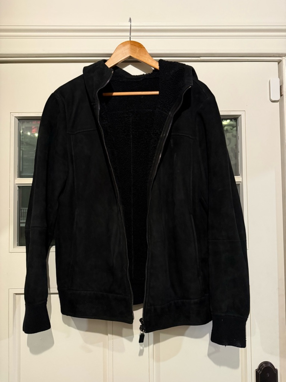 Berluti Sample Suede + Shearling hooded bomber